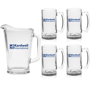 Glass Pitcher and Mug Set